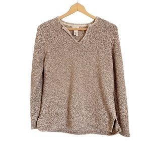 Vintage L.L Bean heavy knit cotton V split neck pullover sweater size M